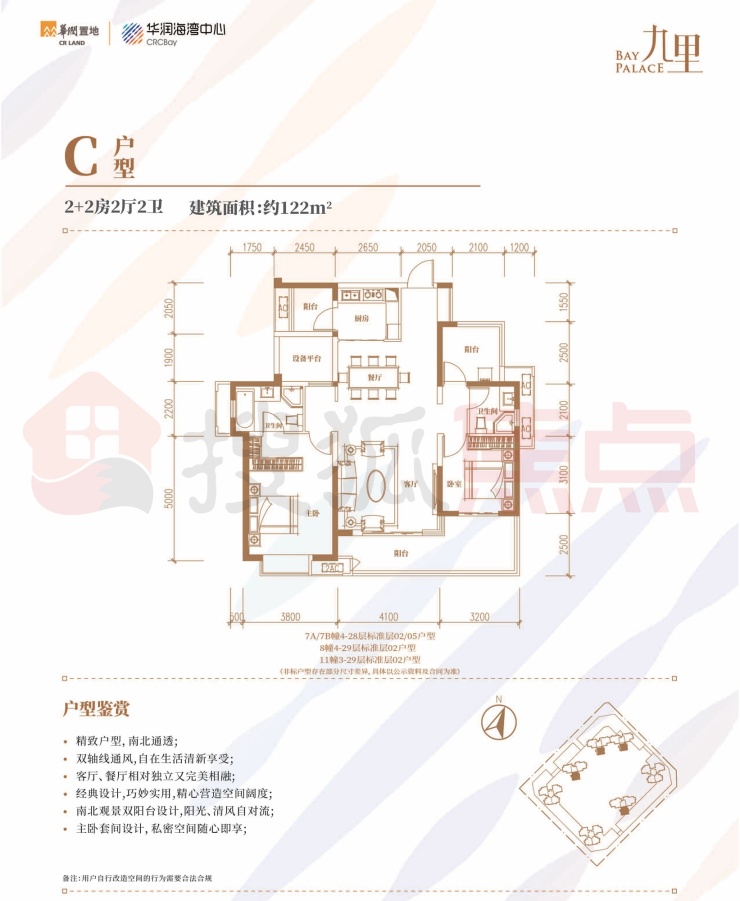 华润九里二期户型图曝光 主推103-177平户型