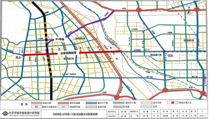 (长安街西延周边道路交通设施规划图) 日前,滨河路南延一期工程(南至