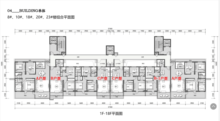            平面图(三梯六户,纯