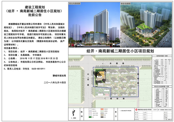 经开·南苑新城二期居住小区项目规划批前公告-聊城搜狐焦点