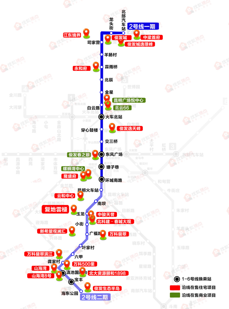 昆明地铁2号线"身价"有点高 沿线近10个项目超2万/㎡