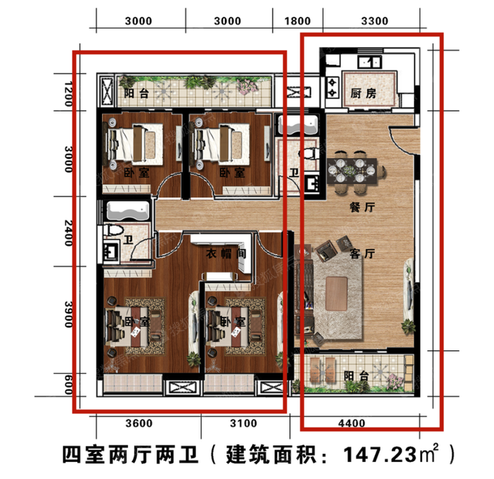 渭南鑫润·绿水香堤经济型4室2厅2卫 大家都来猜猜有多大