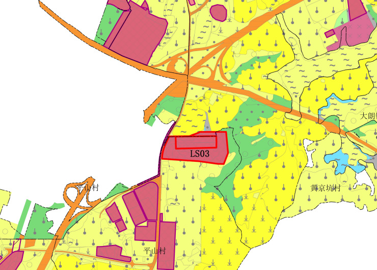 东莞市大朗镇土地利用总体规划图(局部图)调整后