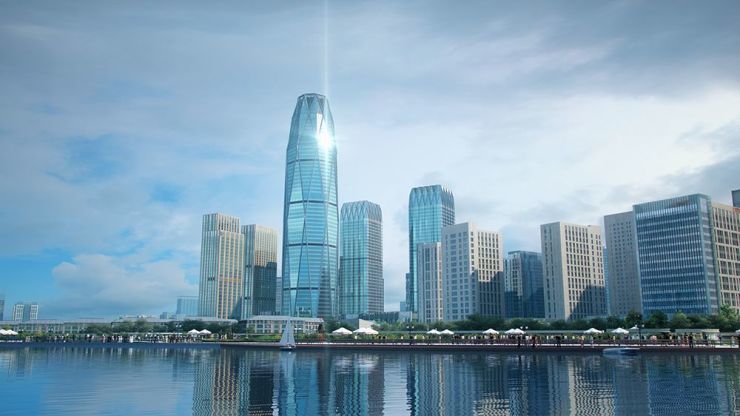 (图上最高楼为"北京塔",建成后将成为北京通州新地标)