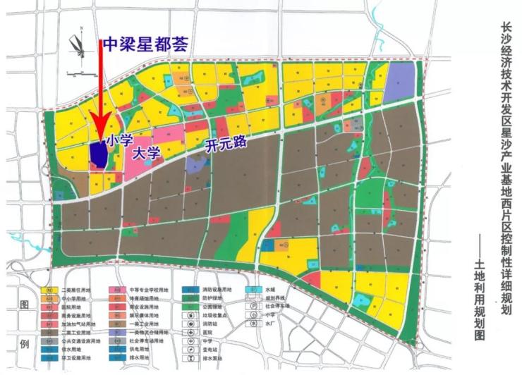 长龙板块的开元路南边主要是产业基地,开元路北侧则是住宅,学校,商业