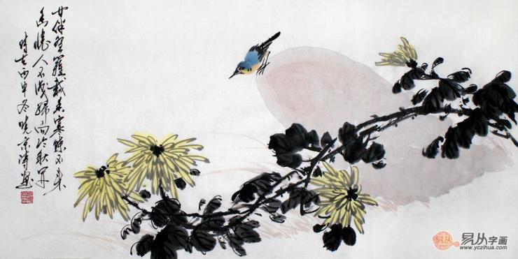 今天我们来欣赏郑晓京老师笔下的菊花系列国画作品,菊花经历风霜,有