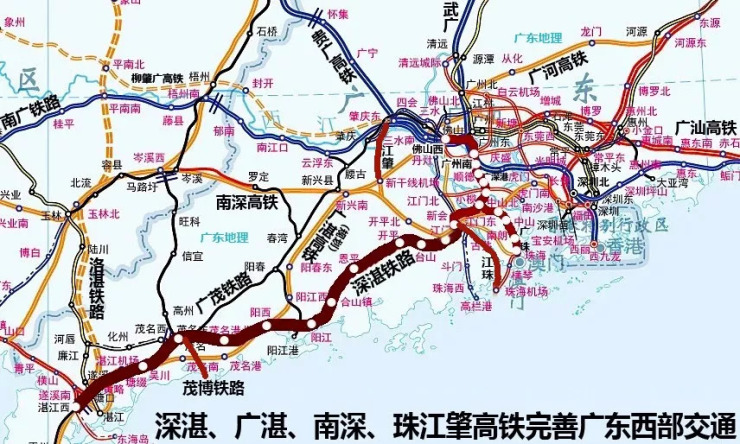 对进一步完善广东省干线铁路网,加强珠三角地区与粤西乃至北部湾地区