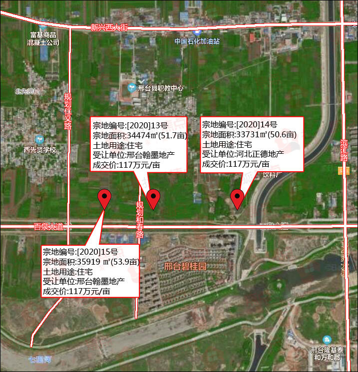 117万元/亩 邢台西南154亩土地成交 与碧桂园一路之隔