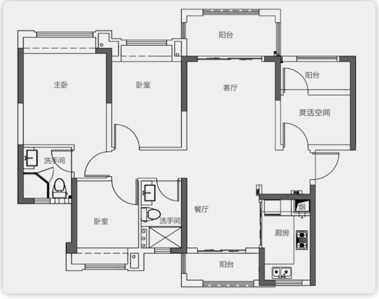110平方四室一厅设计图,套内110平四室两厅两卫 三江府最后一栋平层洋房开售大热 110平米四房担当换房首选