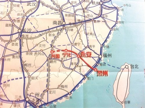 兴泉铁路线路站点示意图 泉州境内新建5个站(图)