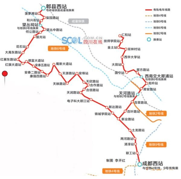 成都有轨电车2号线施工周六起天映路单行