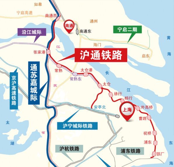 该项目位于苏南和上海沿江,沿海地区,北起沪通铁路一期(南通至安亭段)