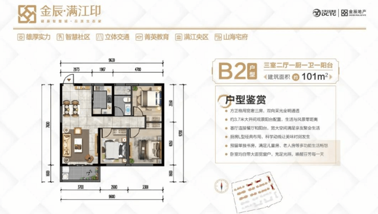 金辰·满江印 火爆热销中 建面约101㎡b2户型推荐-大理搜狐焦点