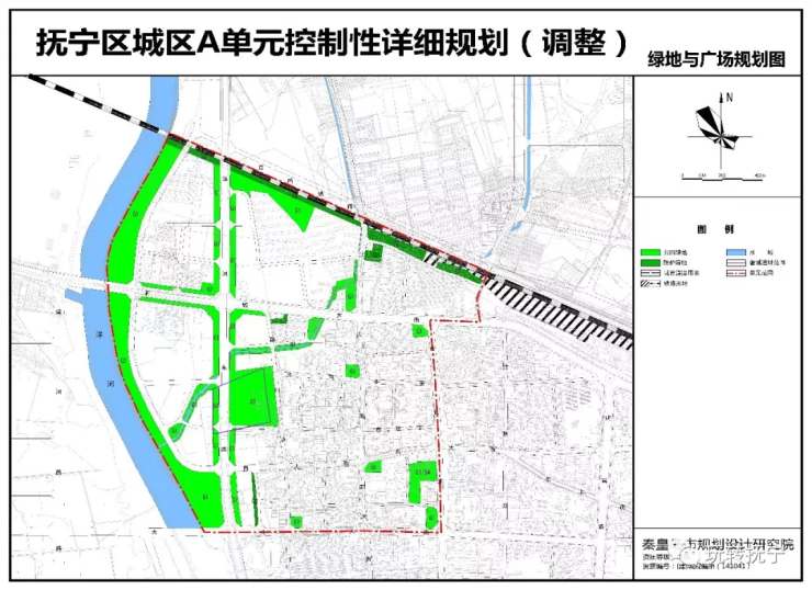 该片区绿地和广场的规划 沿洋河东岸是大片的绿地,将来一定很美!