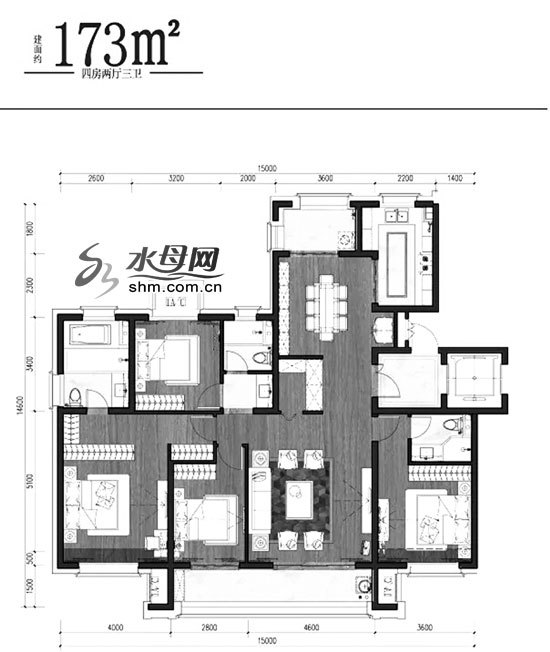 峰山水库北地块安置房户型发布 最大户型173㎡