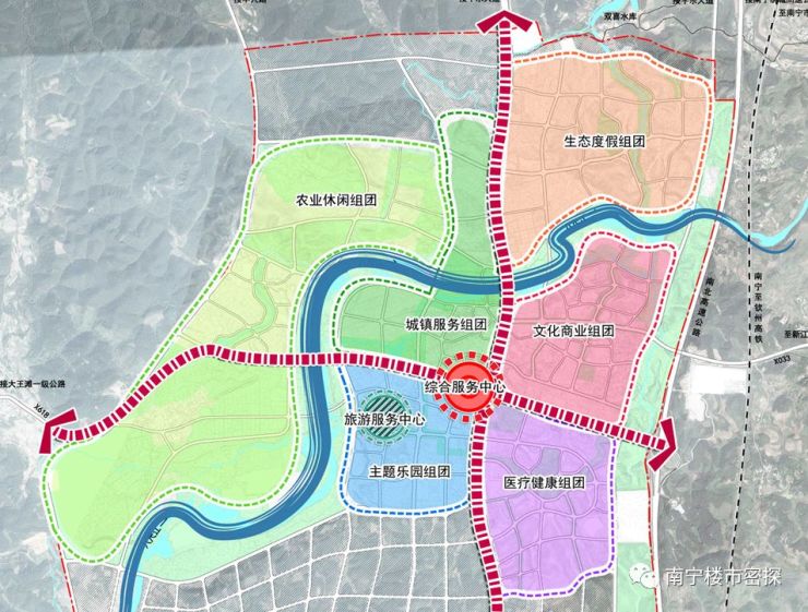 良庆区那马镇有主题乐园组团,生态度假组团,农业休闲组团等等的规划