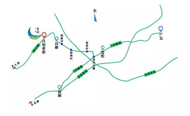 途经广元城区,宝轮镇,白朝乡场镇,沿着宝七路到月坝村 图文:家在广元