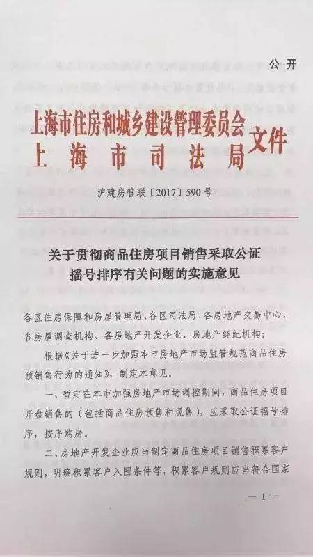 楼市红头文件来了!上海商品房销售公证摇号细则出台!