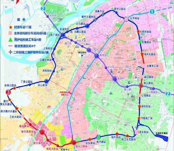 在2018年冬天继续施工 预计哈尔滨地铁3号线二期 在2020年就可以实现