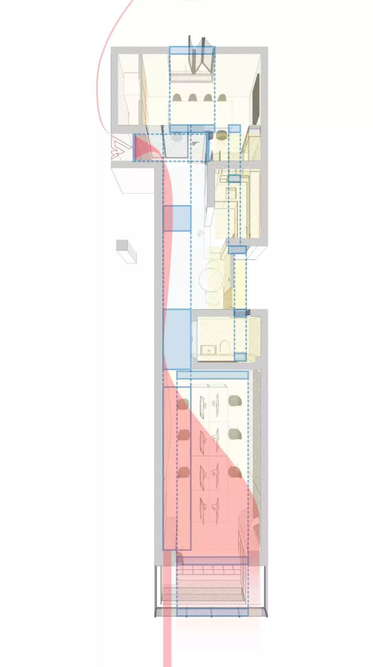 平面尺度分析 空间渗透性分析 改造后平面图