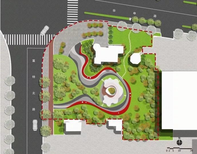 图|富特北路华申路口袋公园效果图 上述景观提升工程的全面实施,将