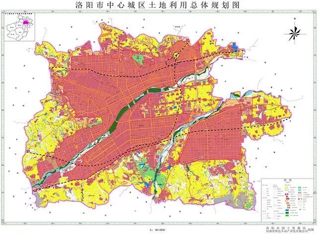 其中,洛阳市中心城区规划至2020年建设用地规模为265 平方公里,人口