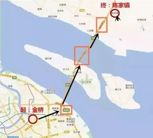 原初的计划是主线从浦东金桥枢纽出发 到达长兴岛,再沿着上海长江大桥