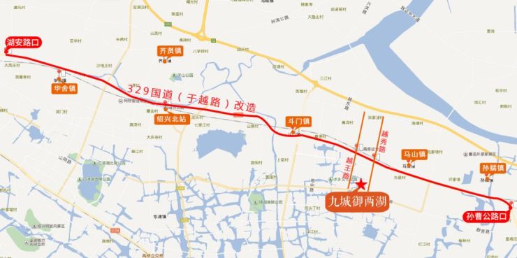 329国道智慧快速路改造工程西起湖安路,沿329国道,东至孙曹公路,进行