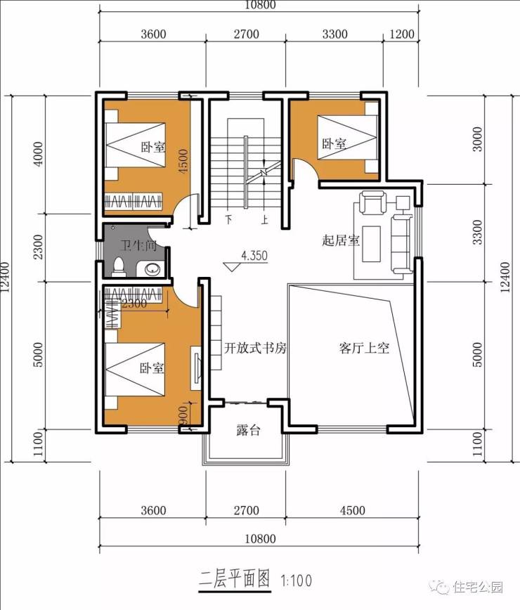 挑空客厅 大露台,11x12米三层优雅欧式别墅丨建筑师作品展