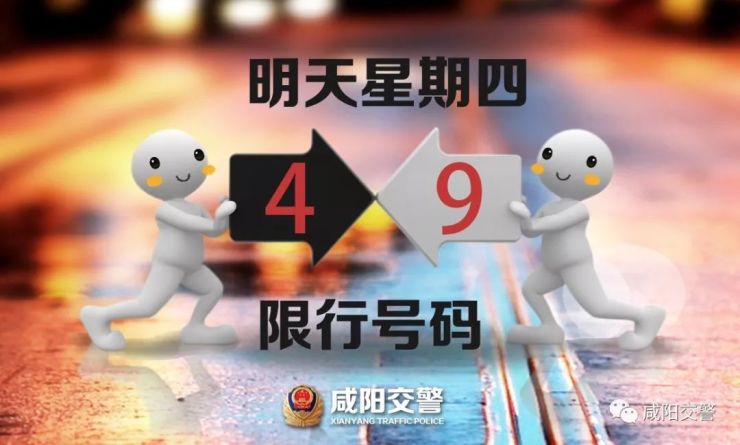 咸阳市限行区域内 限行尾号为4和9的机动车