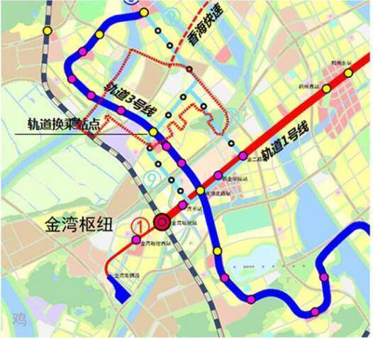 顺接已建江珠高速公路,向南跨越珠海大道(s366)并设鹤洲北互通与之相