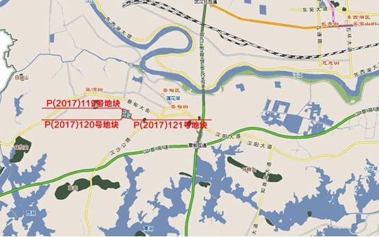 其中: p(2017)118号地块位于蔡甸区张湾街官塘村,土地面积16769平方