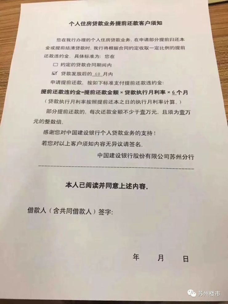 突发重磅!4大行5年内提前还房贷收取违约金,苏州已经开始执行