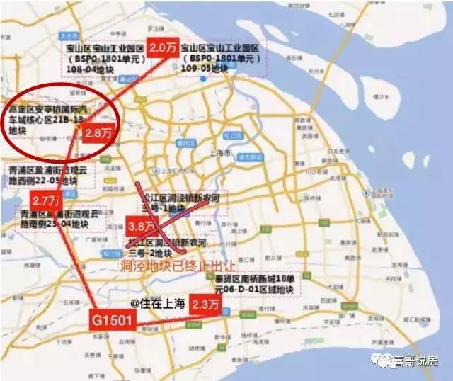 与花桥一路之隔的上海安亭,起拍楼板价2.5-2.8万/㎡