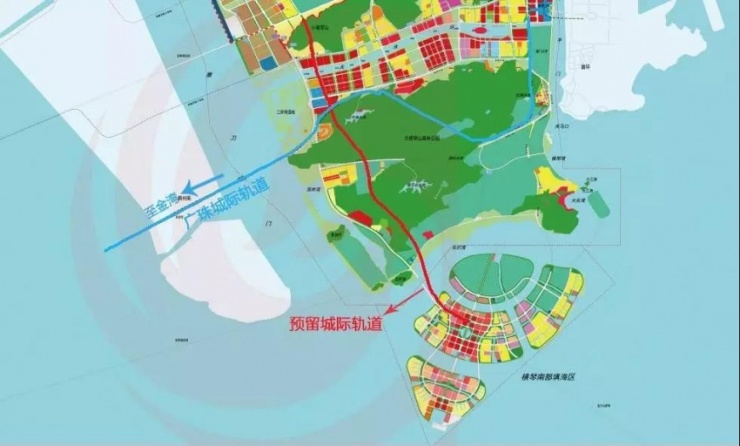 通往主岛隧道未来若建设起规划中的两条连接填海区与横琴的城际轨道