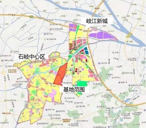 中山市中心城区,石岐区东北部,石岐河南岸;用地东侧毗邻规划岐江新城