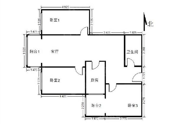 干杨树得房率高三居室 地铁旁国管局小区 满五年央产房