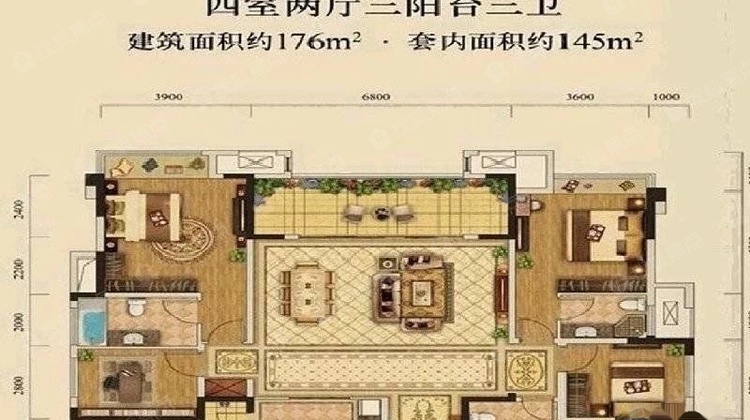 照母山约克郡景悦,高层清水四房三卫大户型,看湖