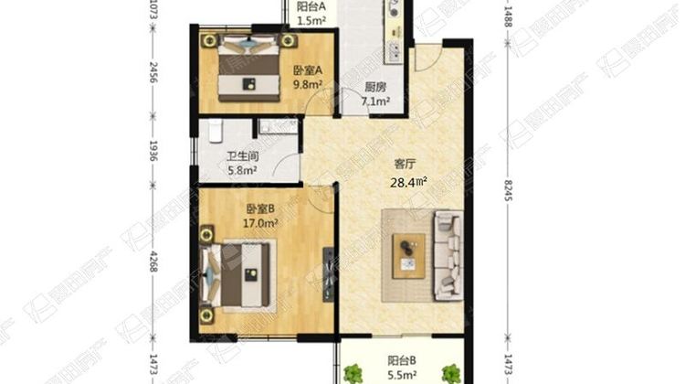 太阳宫 新纪家园 南北两居 户型方正 采光好 居住安静