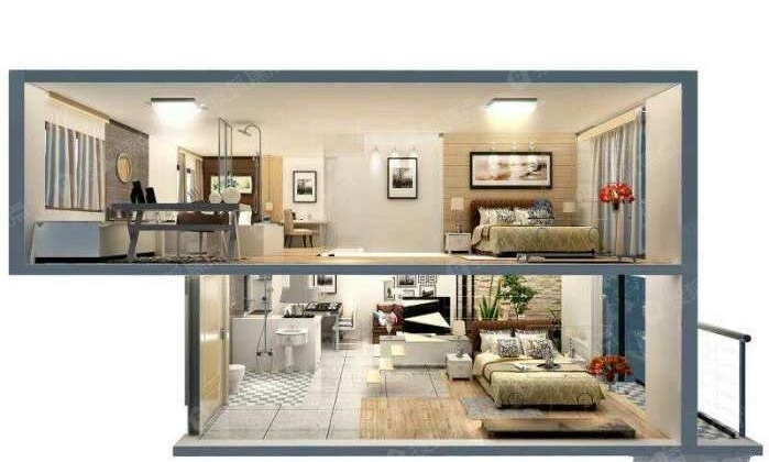 业达e空间,一室一厅,4.5米层高,购一层得两层,复式小公寓