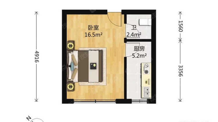 观音桥商圈 信一金典单间配套 住家装修 看房方便