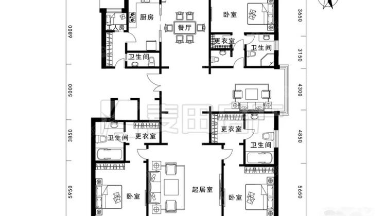 东西长17米 南北长10米 的普通民房 平面设置懂