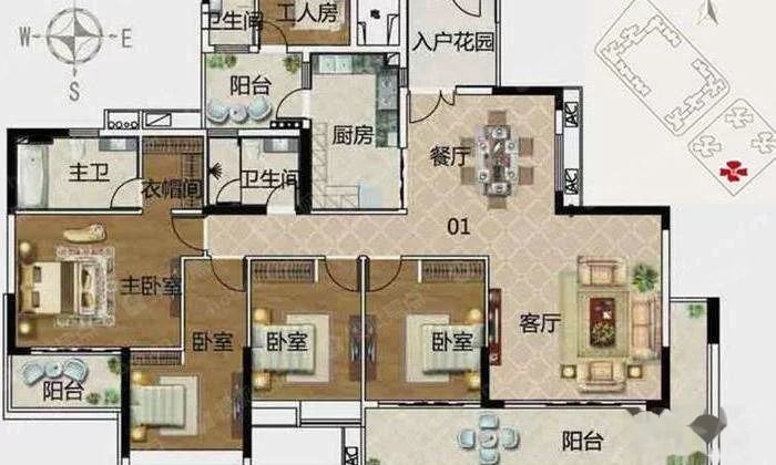 富通圣堤雅大平层三房 50平米 拎包入住 南北通透笋