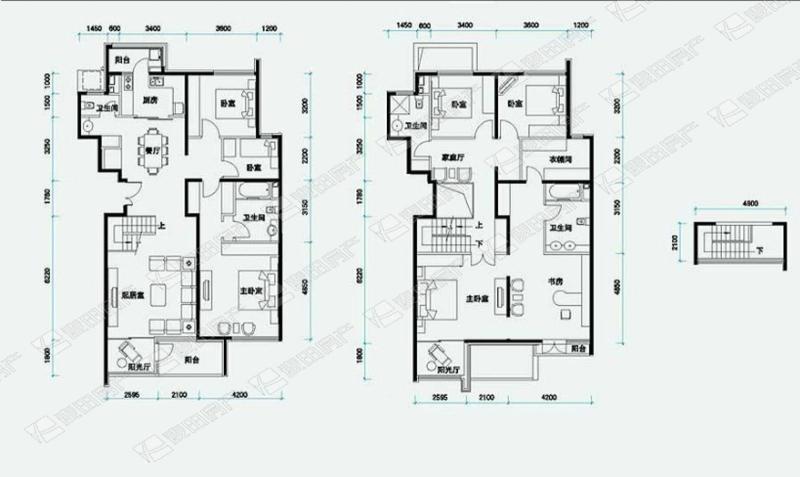 北辰香麓顶层上叠拼,3室朝南,全新,前后不临街安静