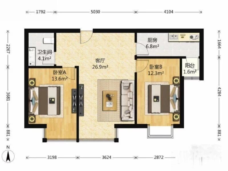 富力城天霖园全阳两居室采光无遮挡满五年无二套