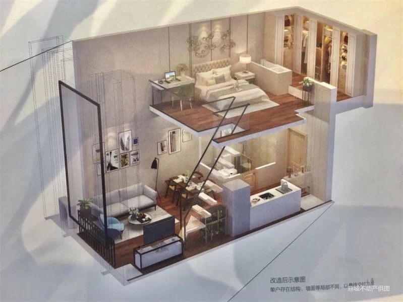 二层45平米小复式,50平复式楼装修样板间,50平复式2室_文秘苑图库