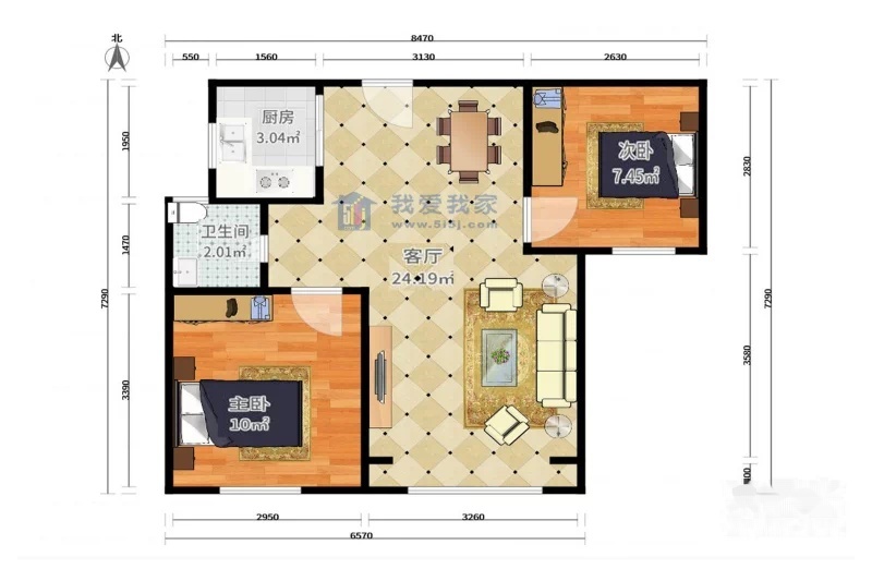 空港经济区 全阳两居室 带装修 采光好价格合适