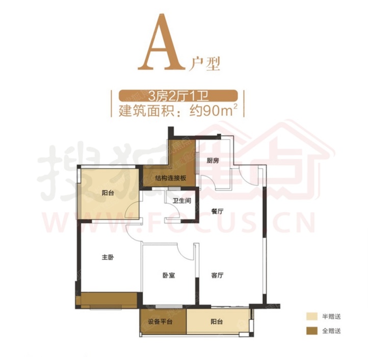 中海·凯旋门a(约90㎡)_中海·凯旋门户型图-汕头搜狐