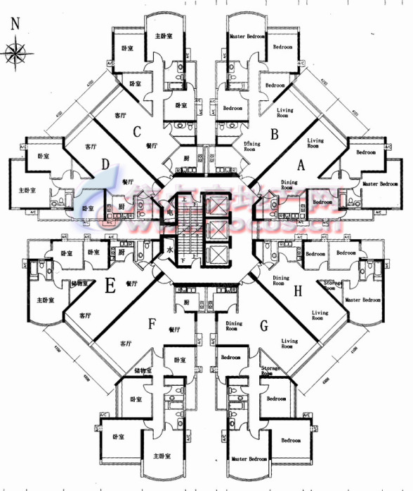 帝景苑d座帝欣轩2—29层平面图