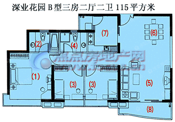 深业花园3室 2厅 2卫 1厨 115平方米_深业花园户型图-深圳搜狐焦点网